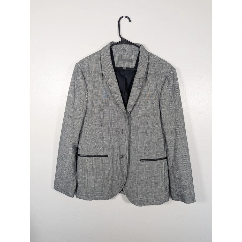 JOHN VARVATOS Jacket 50 Hook Gray plaid Cotton linen